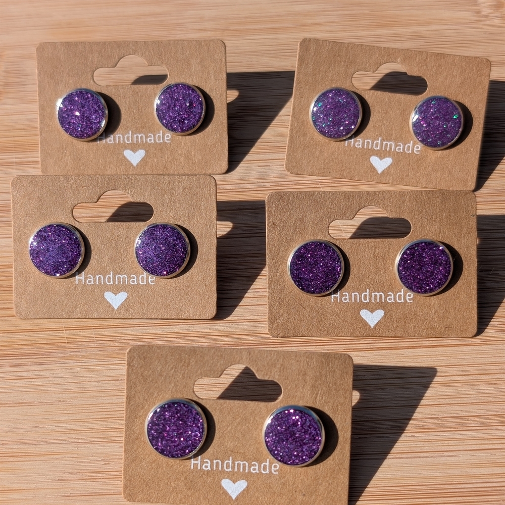 Handmade Purple Glitter Earrings